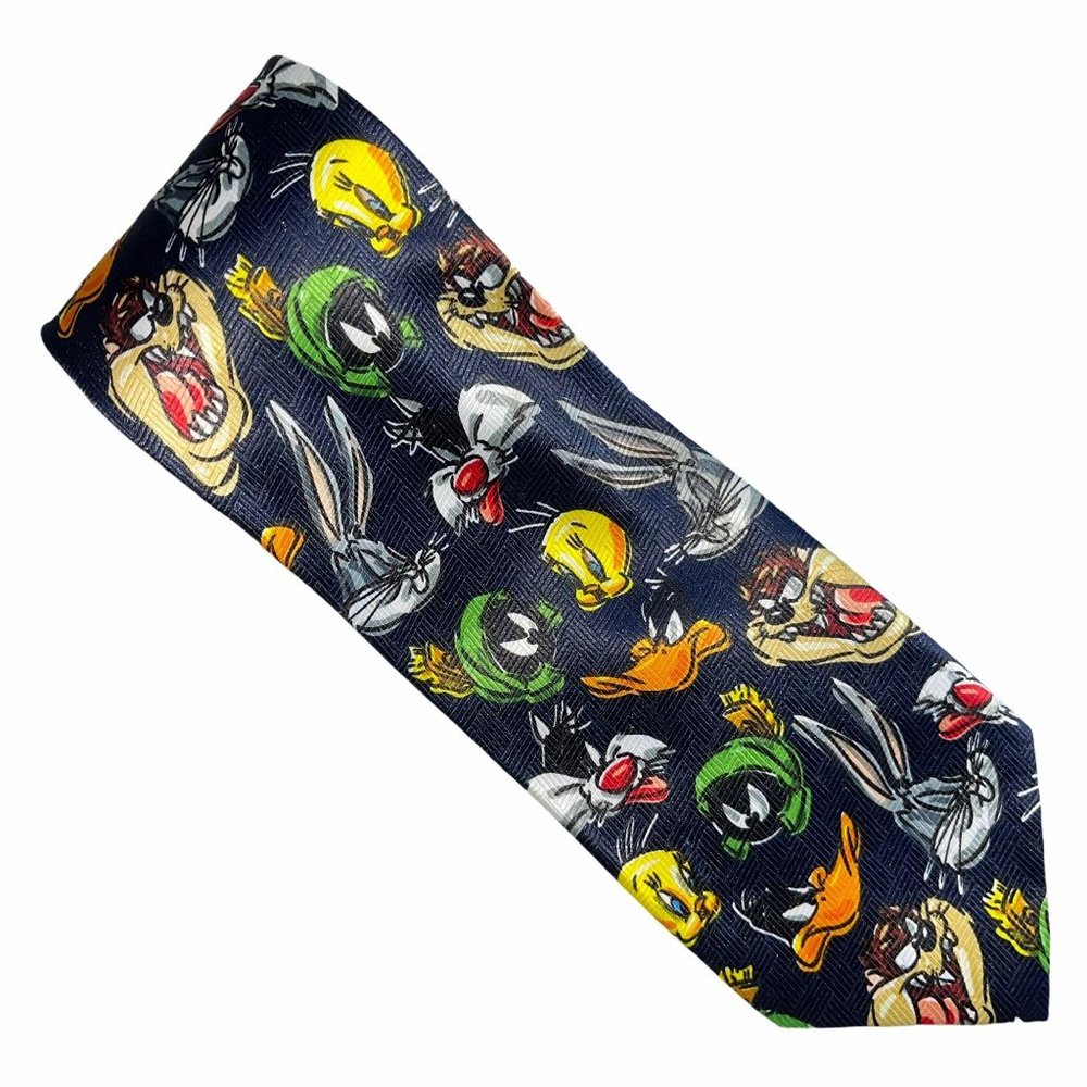 Vintage Looney Tunes 1997 Navy Character Necktie